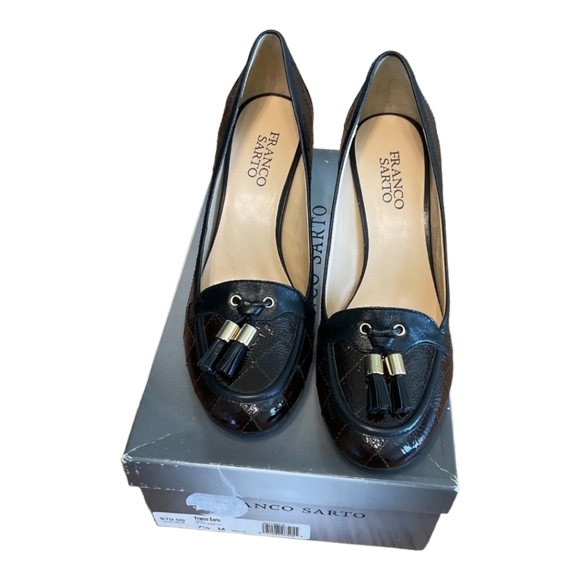 Franco Sarto Brown/black patent Leather Pump. - Picture 4 of 12